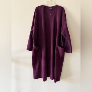 Rachel Roy Deep Magenta Long Sleeve Knit Cardigan